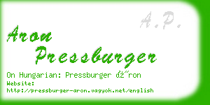 aron pressburger business card